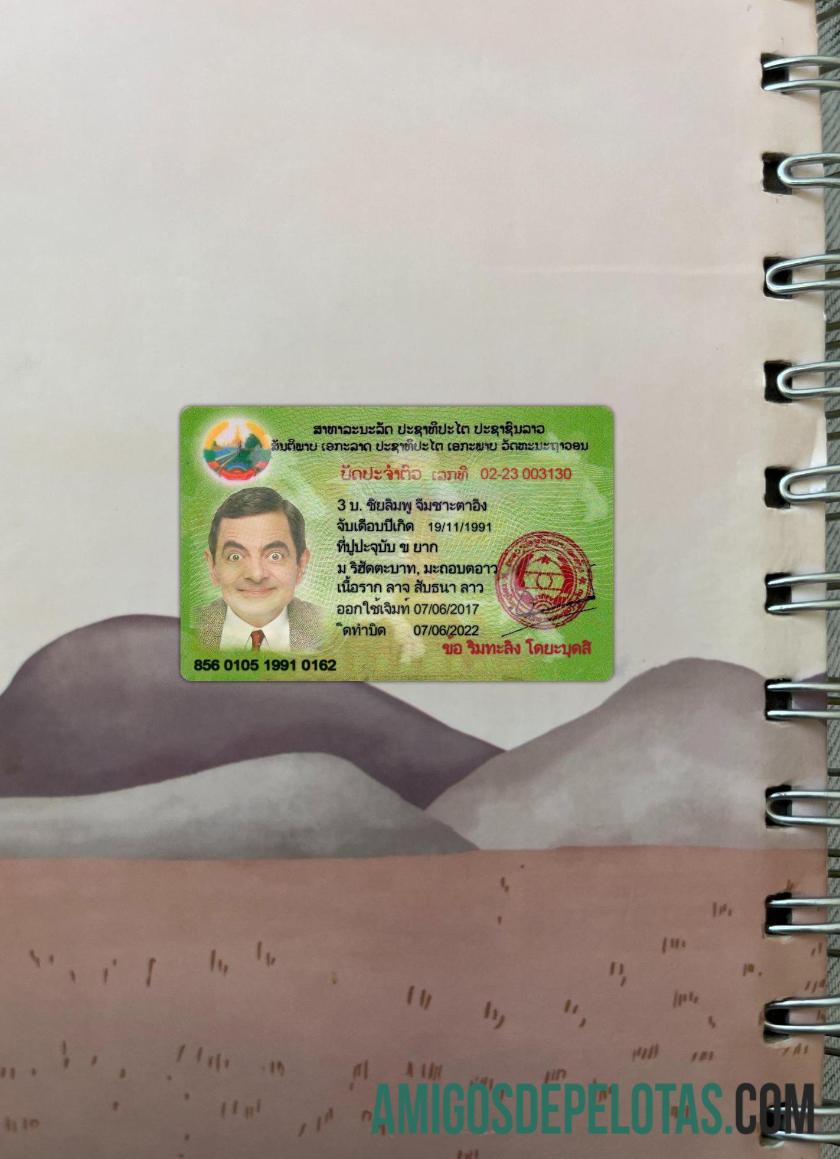 Laos National Identity ID Card olhar de foto frente exemplo